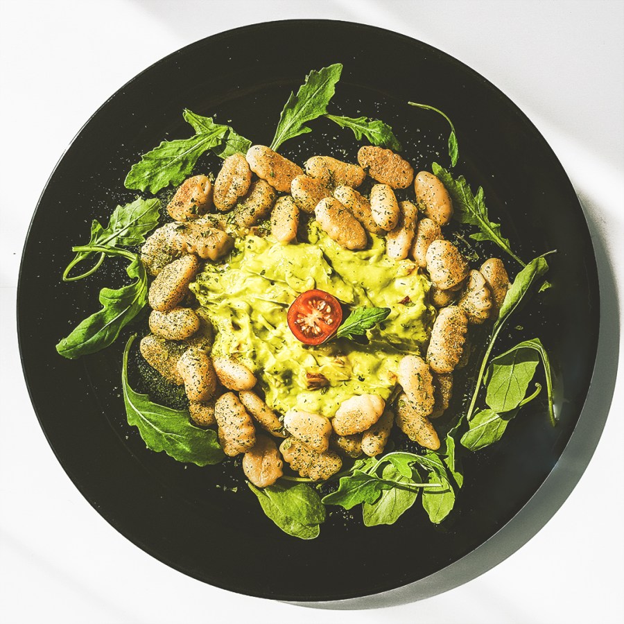 Ñoquis a la plancha con&nbsp;guacamole